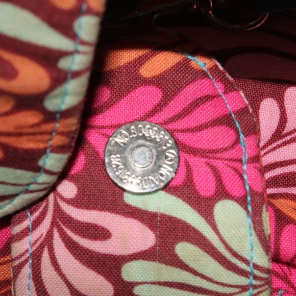 Karried Astray Teal Green Faux Leather Floral Fabric Satchel Shoulder Purse - Picture 14 of 14